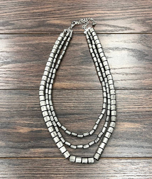 739063, Handmade Cylindrical Navajo Bead Necklace