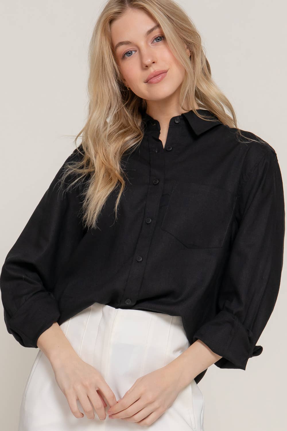 Linen Blend Long Sleeve