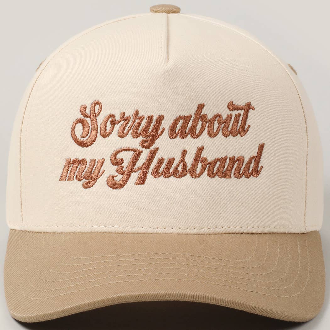Sorry About My Wife / Husband Embroidery Two-Tone Canvas Cap: 1990-BLACK-WIFE / ONE SIZE