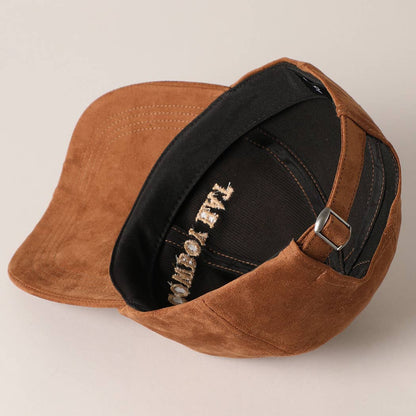 Cowboy Hat Text Embroidery Suede Baseball Cap: Black / ONE SIZE