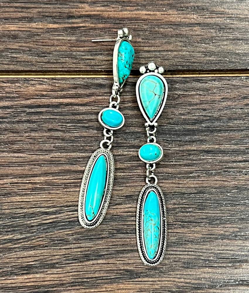 Turquoise Post Dangle Earrings