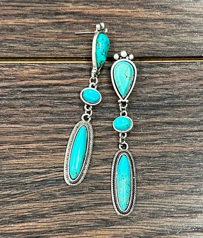 Turquoise Post Dangle Earrings