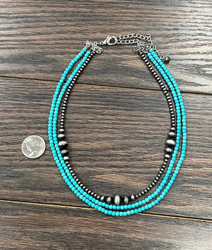 Handmade Navajo Bead Turquoise Necklace