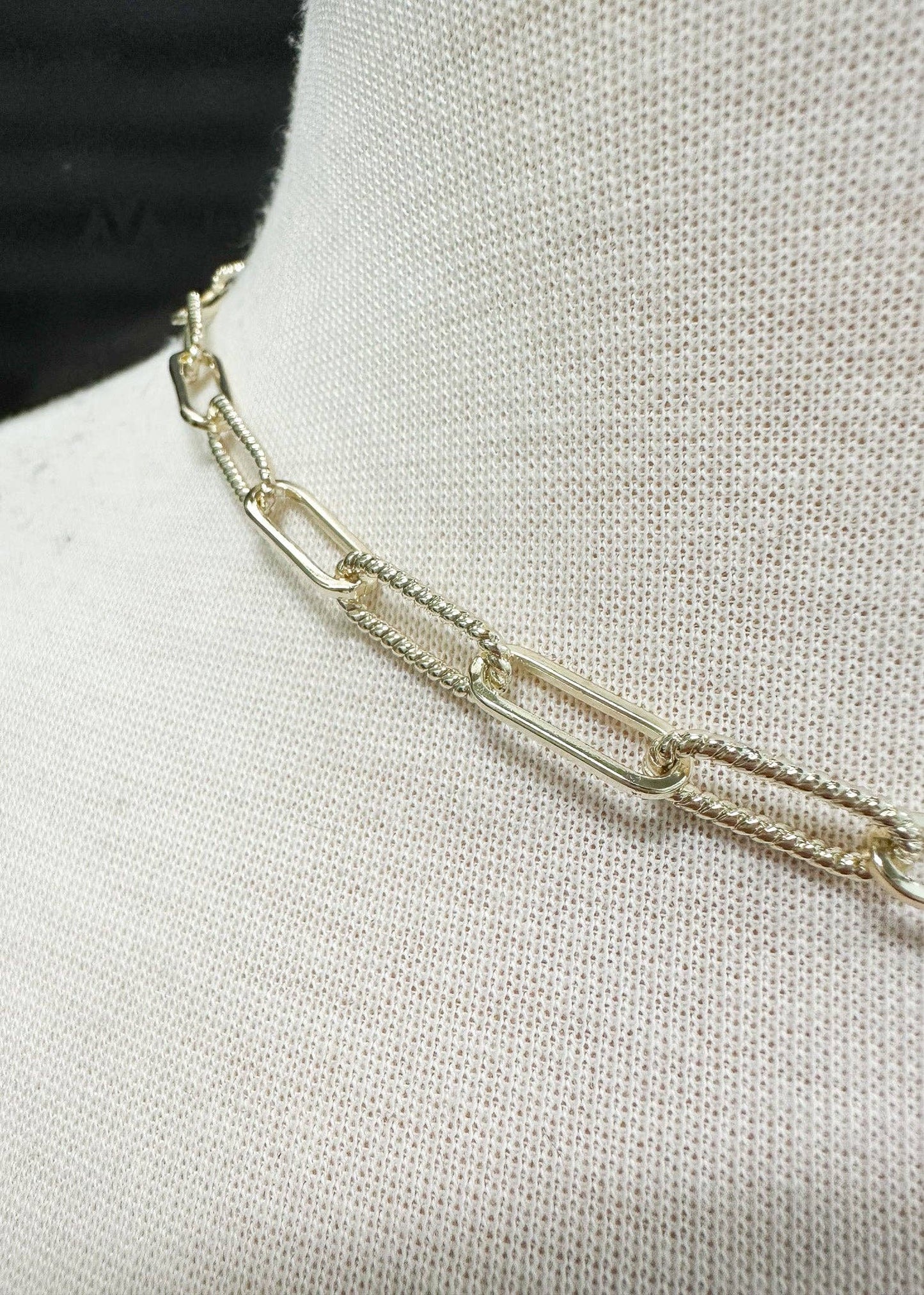Cable and Paperclip Chain Necklace