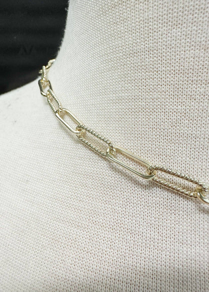 Cable and Paperclip Chain Necklace