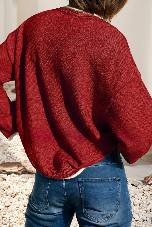 Leopard Bow Split Cuff Sweater