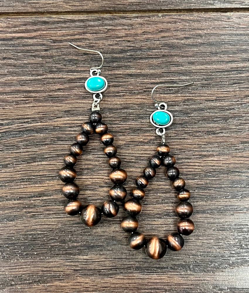 Handmade Graduated Copper Navajo Bead Earrings