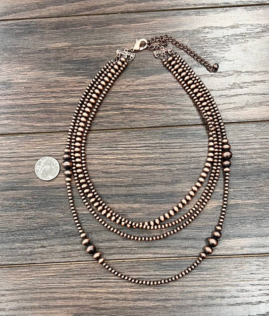 736975, Handmade 22" Copper Navajo Bead Necklace