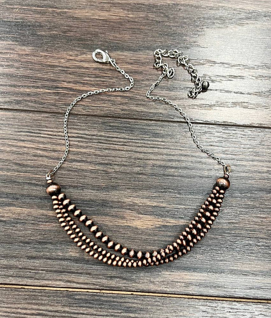 739083, Handmade Copper Navajo Bead Necklace