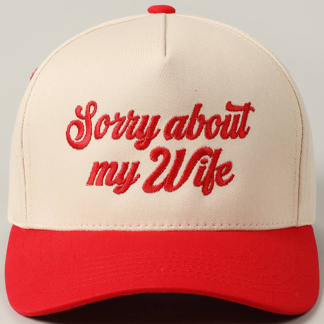 Sorry About My Wife / Husband Embroidery Two-Tone Canvas Cap: 1990-BLACK-WIFE / ONE SIZE