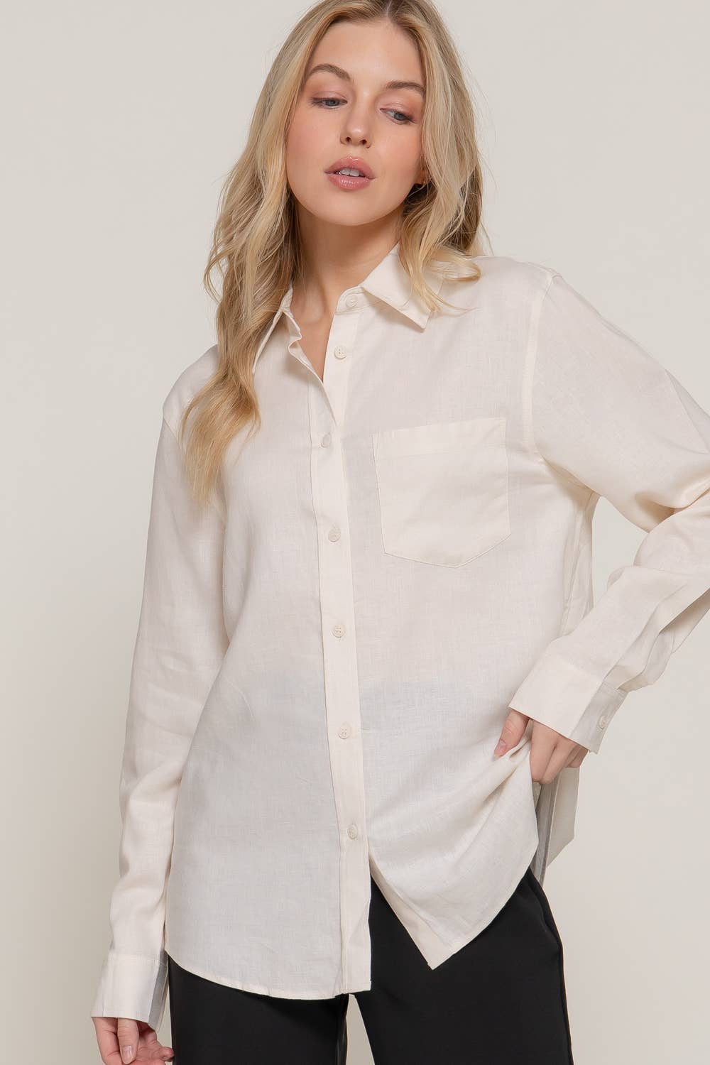 Linen Blend Long Sleeve