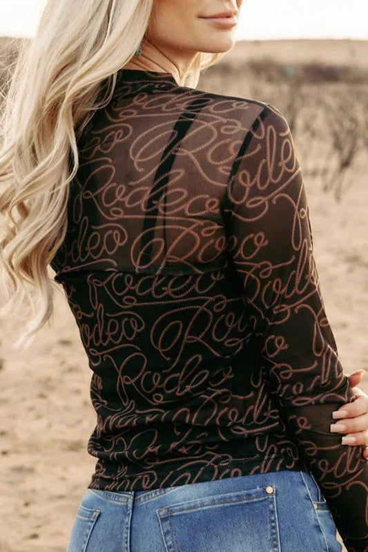 Rodeo Long Sleeve Mesh Top