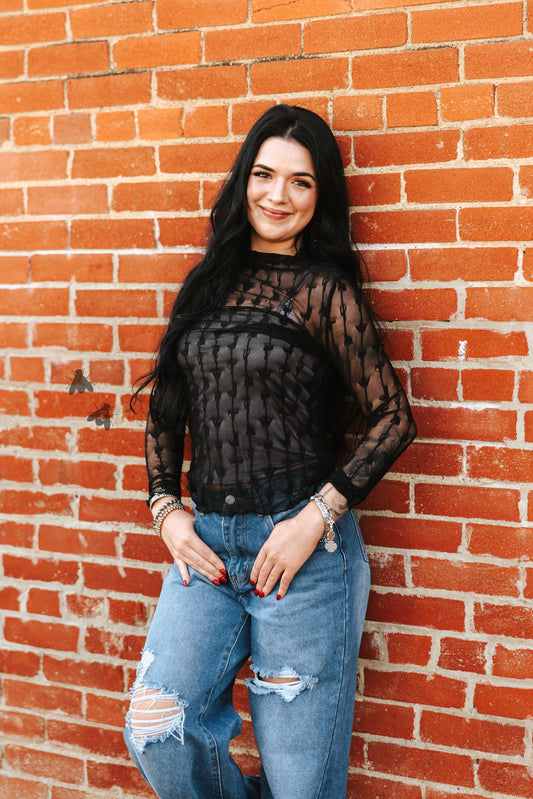 Lariat Lace Mesh Top (Two Colors)