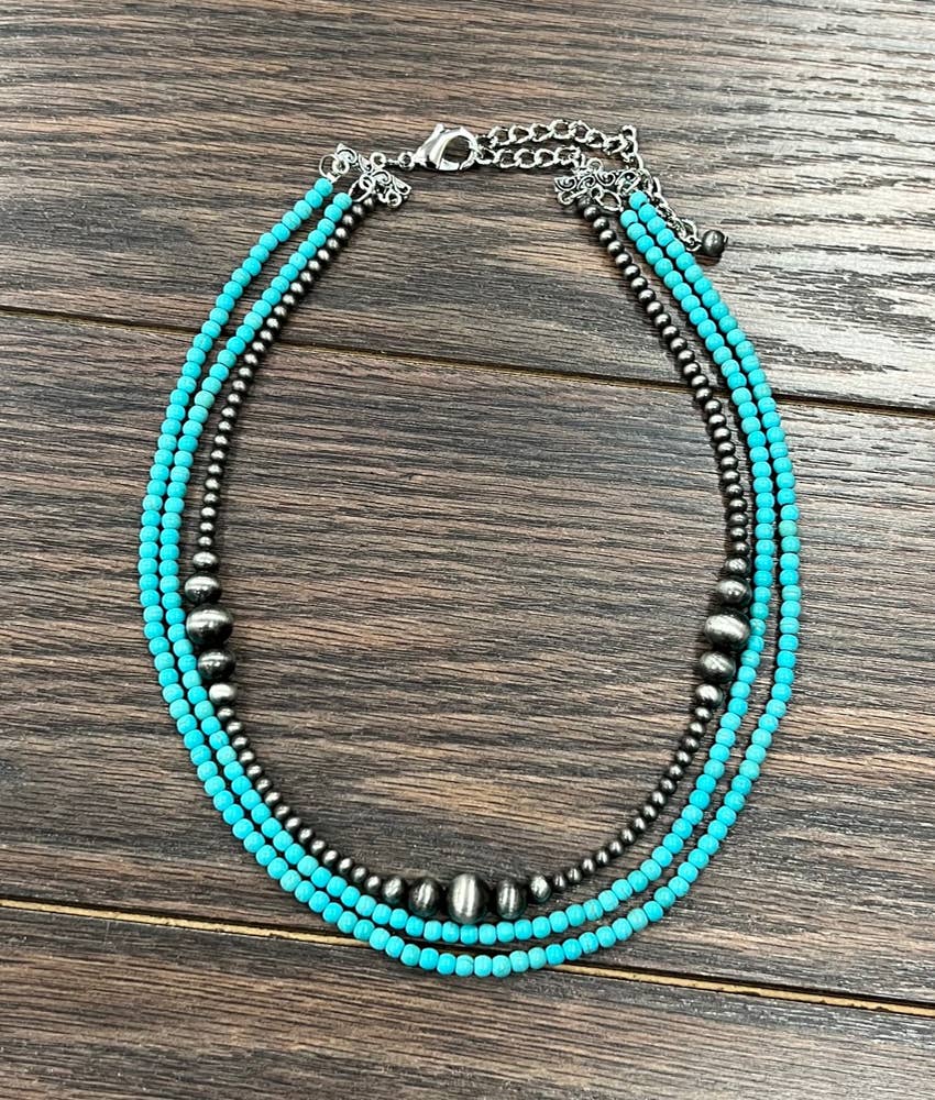 Handmade Navajo Bead Turquoise Necklace