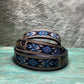 Western Aztec Turquoise Leather Beaded Dog Collar