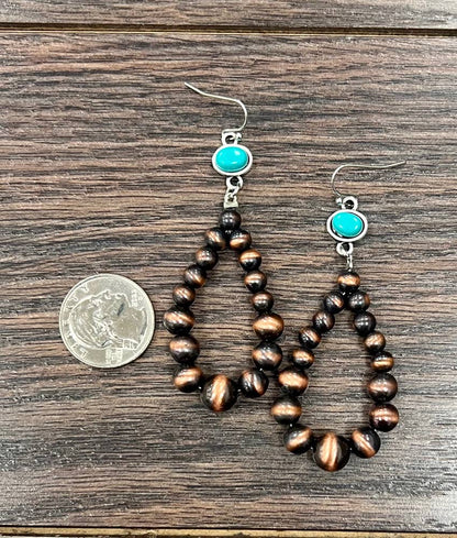 Handmade Graduated Copper Navajo Bead Earrings