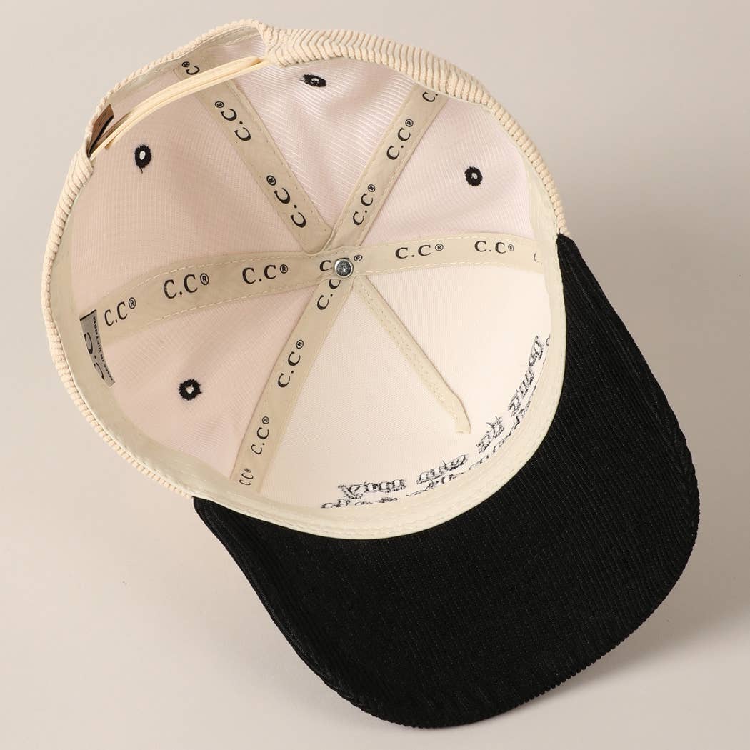 Put it on my husband's tab Two-Tone Corduroy Cap: Beige / ONE SIZE