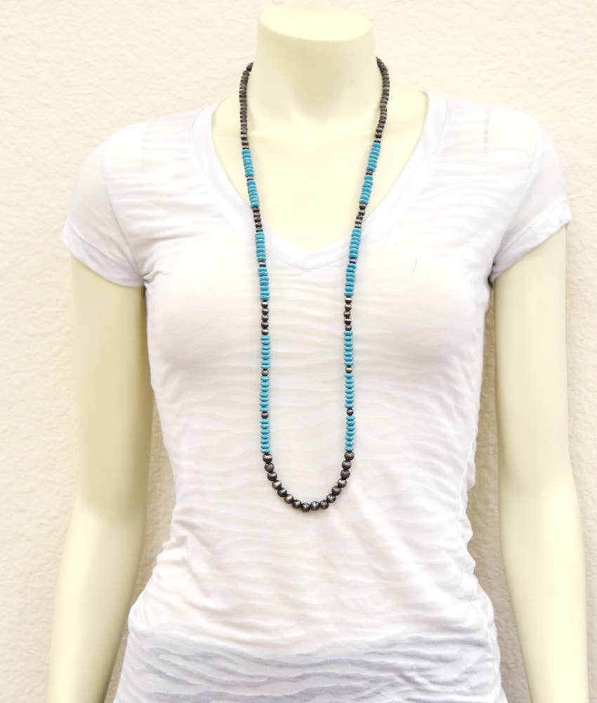 733525, Handmade 36" Navajo Bead Necklace