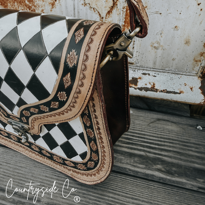 Zadie Tooled Leather Checkered Handbag