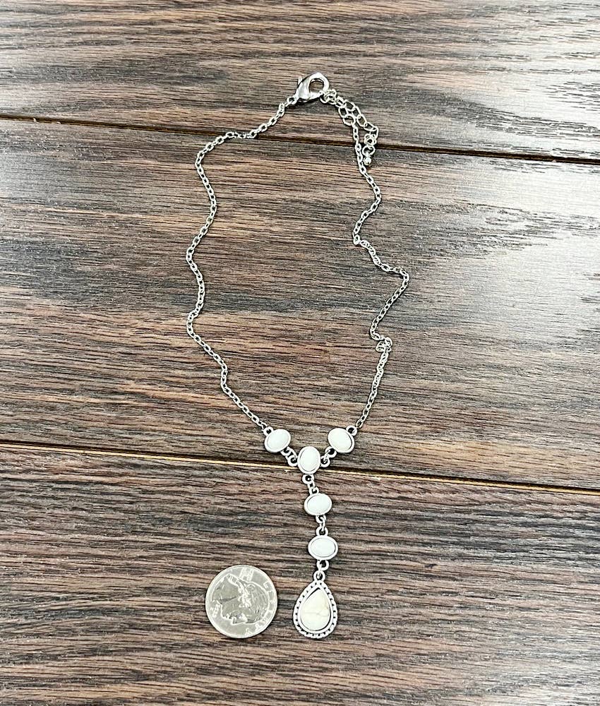 Western White Turquoise Y-Necklace