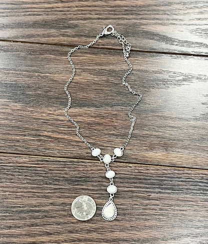 Western White Turquoise Y-Necklace