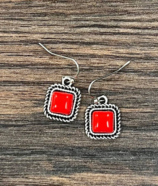 726465, 8mm Square Stone Earrings