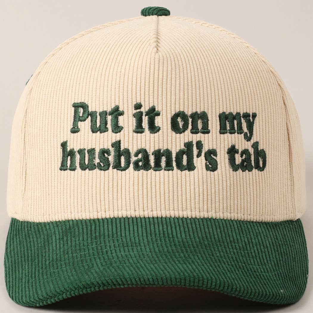 Put it on my husband's tab Two-Tone Corduroy Cap: Beige / ONE SIZE