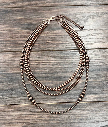 736975, Handmade 22" Copper Navajo Bead Necklace