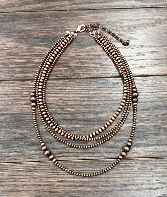 736975, Handmade 22" Copper Navajo Bead Necklace