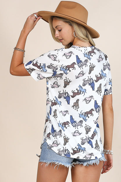 Helen Horse Print Tee - Medium