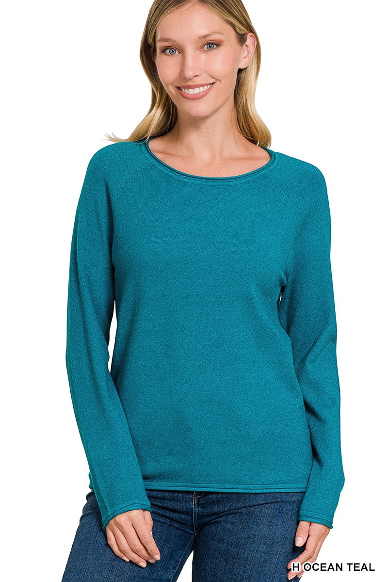 Ocean Teal Basic Sweater
