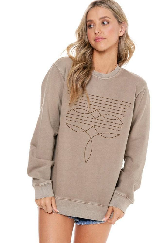 Zutter Ranch-Inspired Casual Wear Sweatshirt in Brown with Unique Line Design for Comfortable Styling
