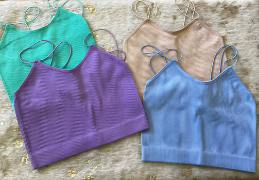 Ribbed double strapped Crop Top Cami