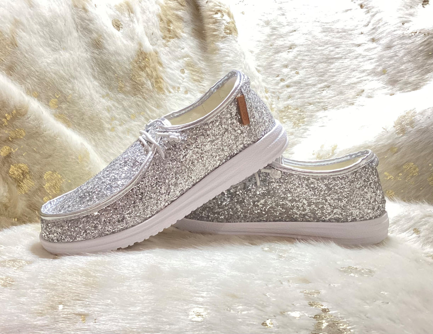 Silver Glitter Slip On Sneakers