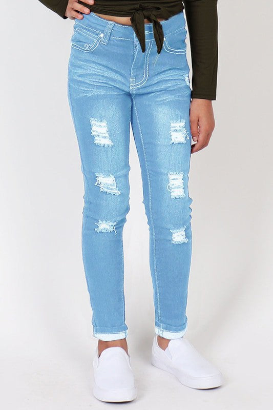 Girls Skinny Distressed Jeans