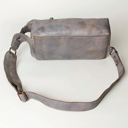 Grey Leather Cross Body Bag