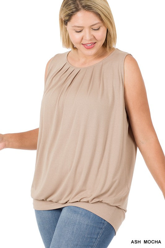 Plus Size Pleated Tank Top (Multiple)