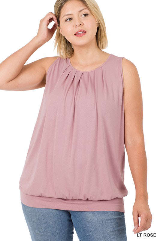 Plus Size Pleated Tank Top (Multiple)