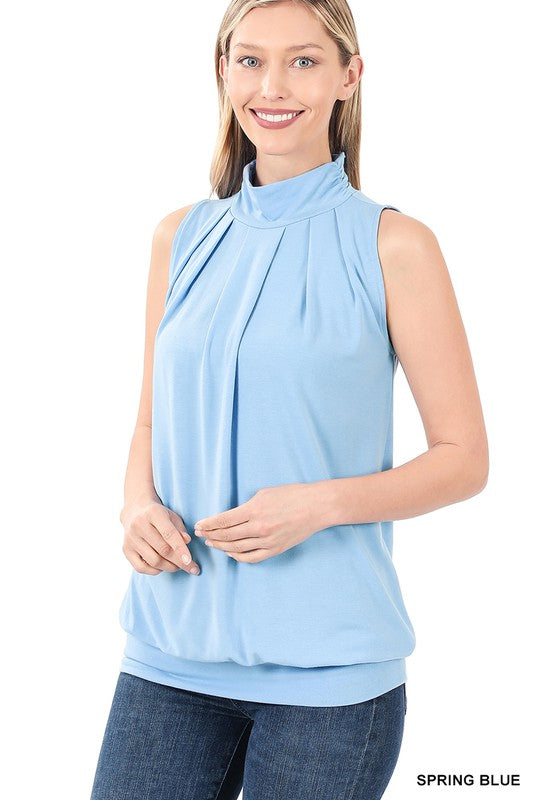 Spring Blue Pleated Tank