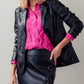 Faux Black Leather Blazer