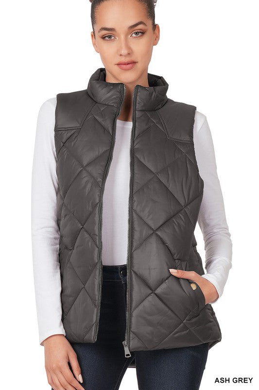 Quilted Black Vest