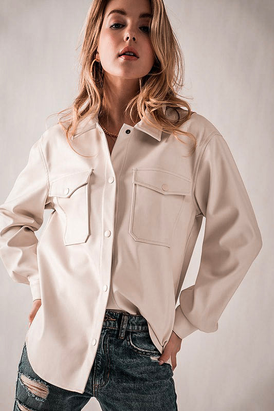 Faux Ivory Leather Shirt