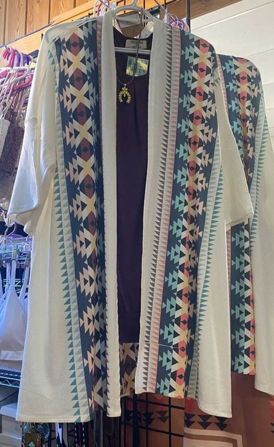 Ivory Aztec Kimono Cardigan