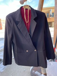 Oversized Single Button Blazer Black