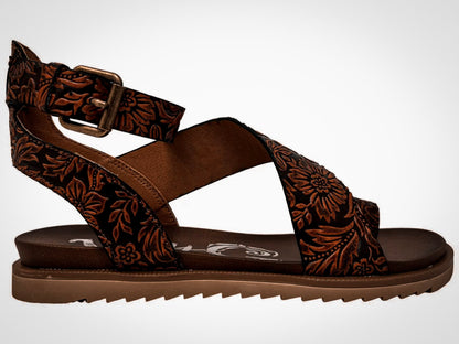Tooled Leather Strappy Sandals (10)
