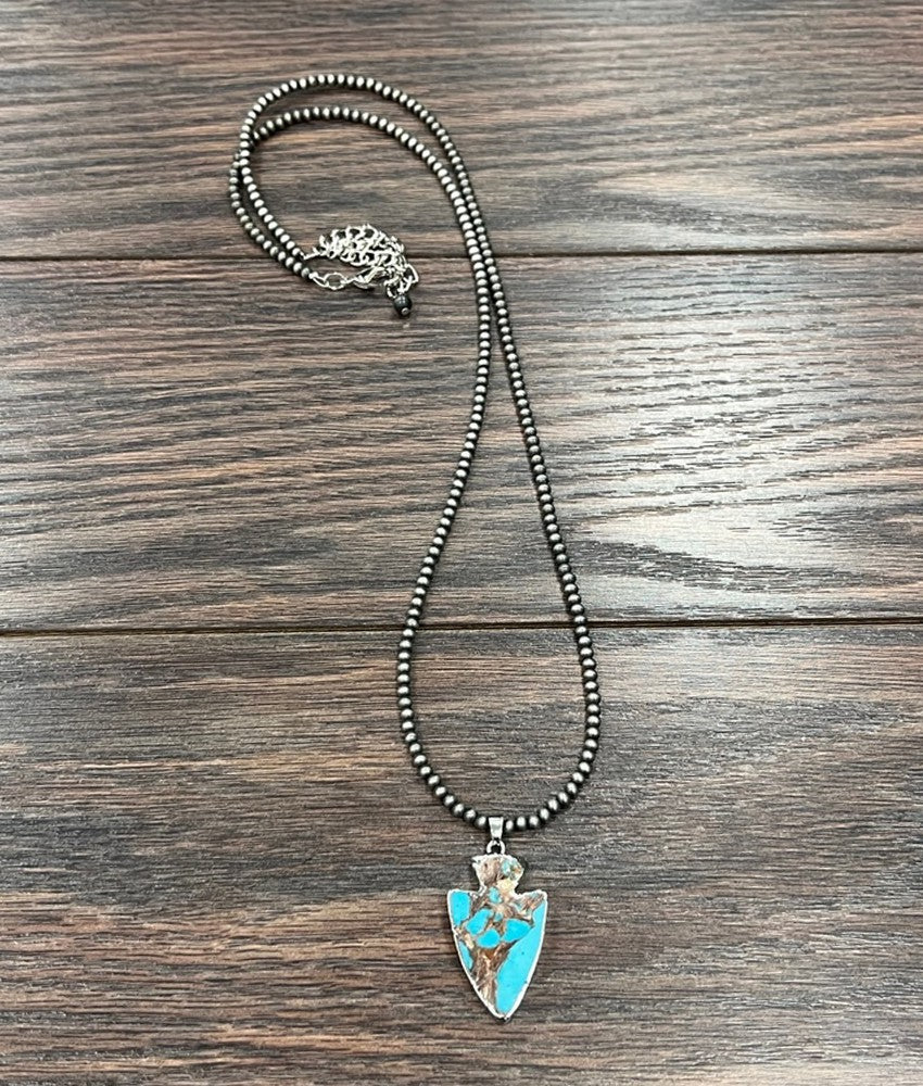 Turquoise Gemstone Arrowhead Necklace