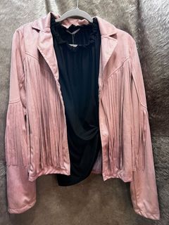 Pink Faux Fringe Jacket