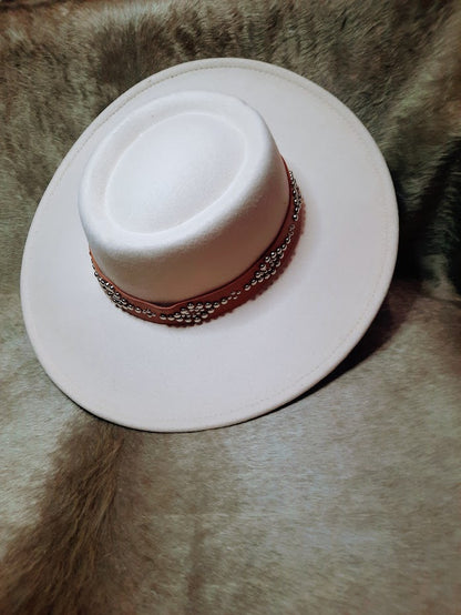 Wide Brim Felt Hat With Hatband