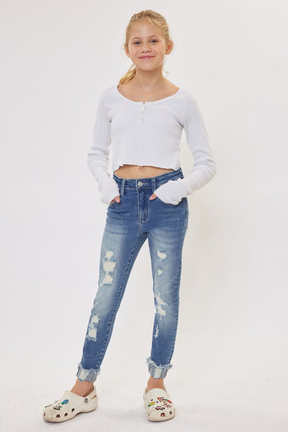 Girls Distressed Skinny Jeans