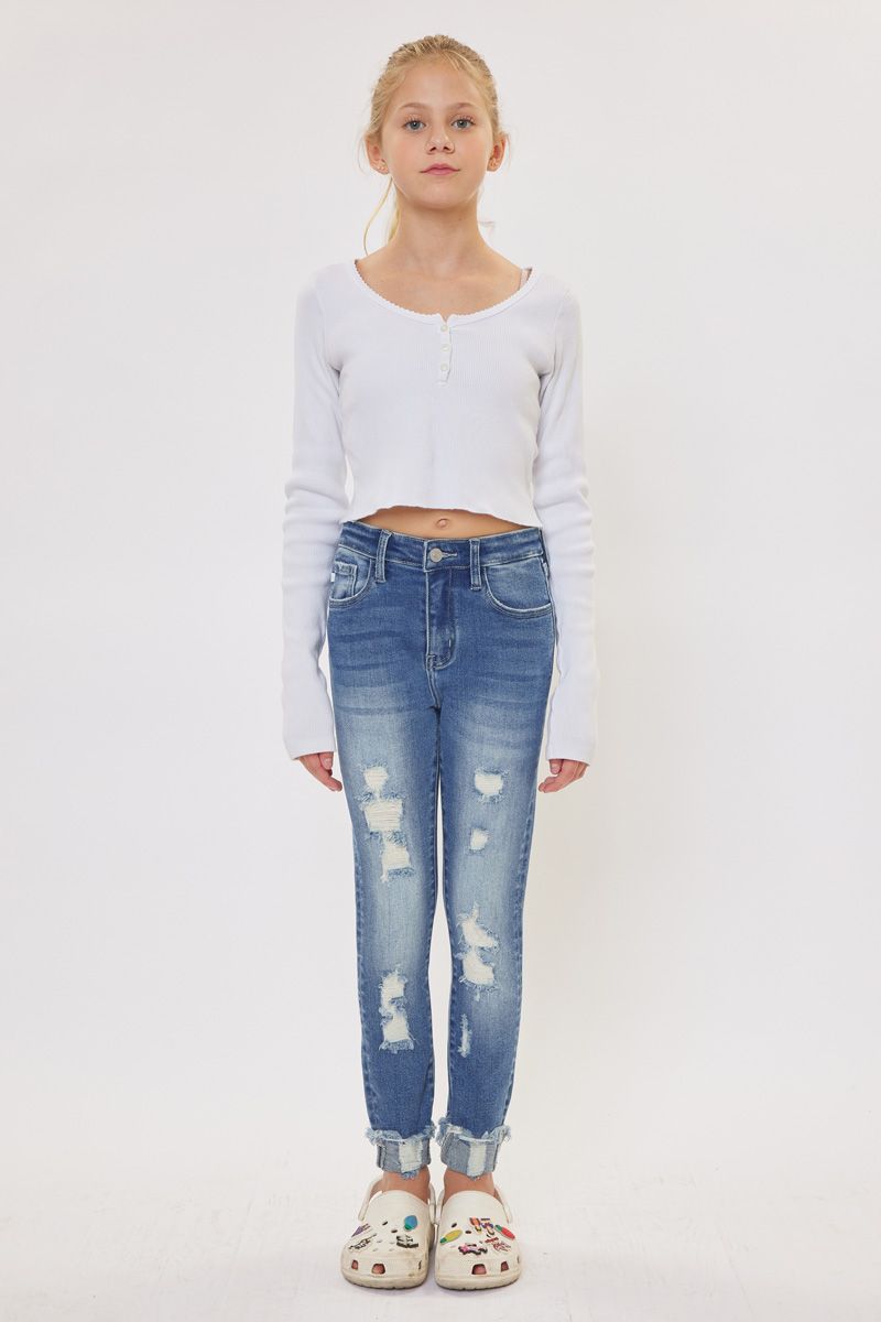 Girls Distressed Skinny Jeans